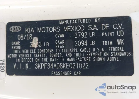 2019 Kia Forte S from USA, damaged, VIN 3KPF34AD8KE021022